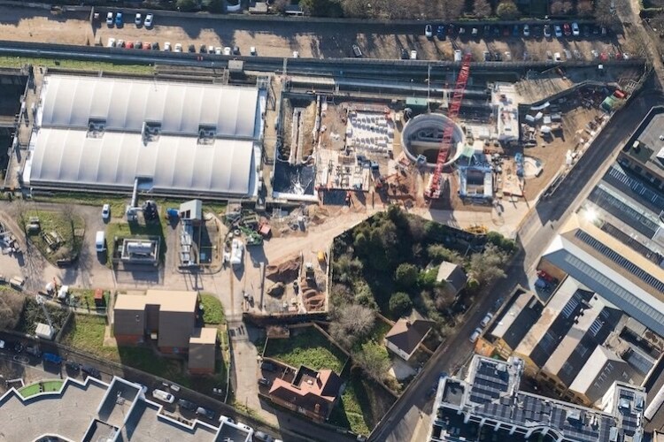 Progress on Acton storm tanks, as seen from the sky earlier this year
