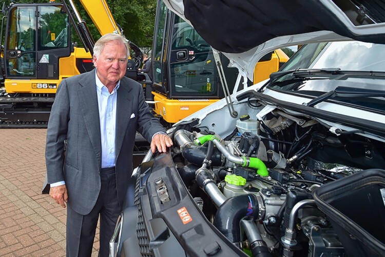 Lord Bamford with the retrofitted van