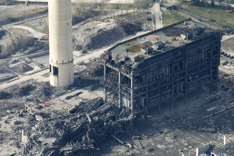 Part of the Didcot A boiler house collapsed prematurely, killing four men