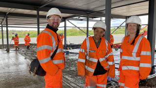 Graphene@Manchester team on-site in Amesbury (l-r): Craig Dawson, Happiness Ijije, Lisa Scullion