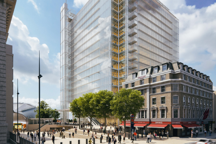 CGI of Paddington Place, witht he new Cube building
