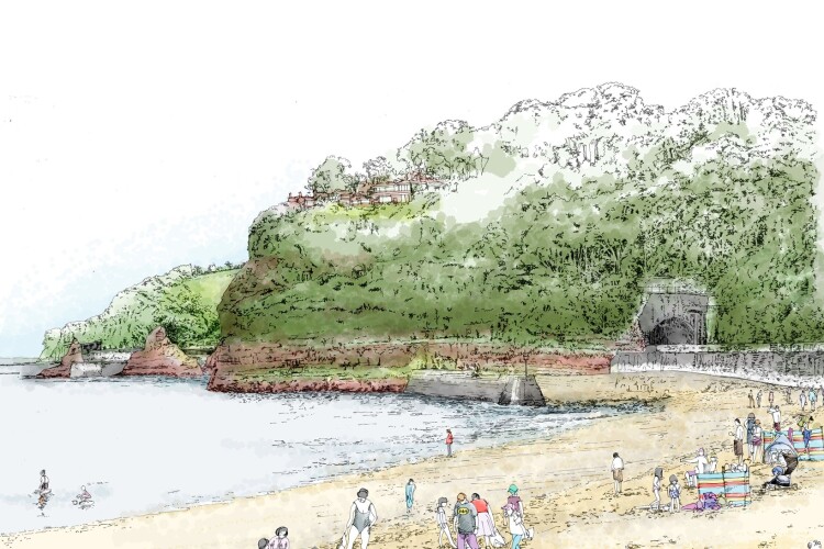 Artist's impression of how the extended Parson Tunnel will look from Coryton Cove