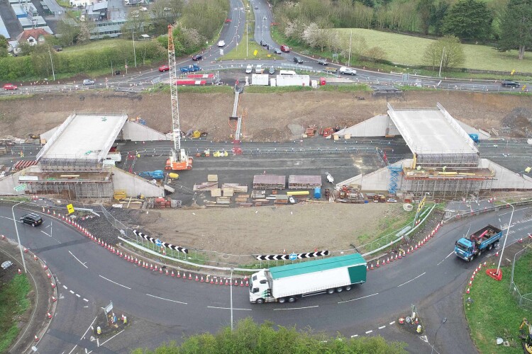 Work is progressing on the A69 Bridge End junction upgrade in Hexham