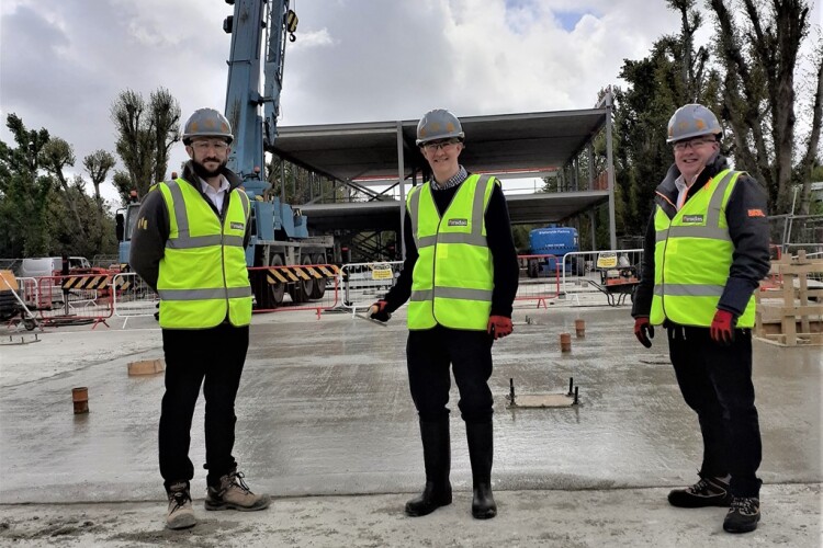 Midas Construction project manager Jim Dudley (left), Science Park chief executive  Robin Chave (centre) and operations manager Stuart Perry (right)