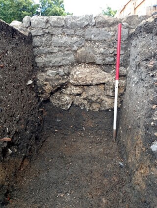 A wall was uncovered that could have been part of the abbey precinct wall