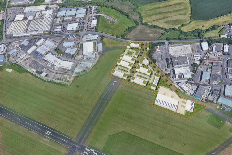 Gloucestershire Airport in Staverton, with the planned CGX business park illustrated