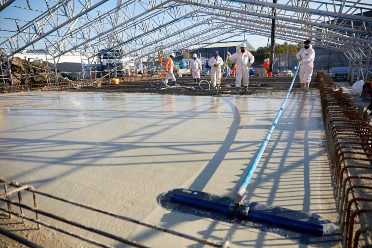 Pouring the concrete at Edmonton EcoPark's new Resource Recovery Facility