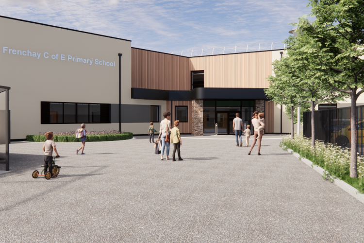 CGI of the new Frenchay Church of England Primary School that Bam is building