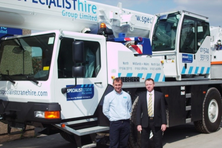 Specialist Crane Hire operations manager Lee Marsden (left) and Liebherr sales manager Steven Elliott