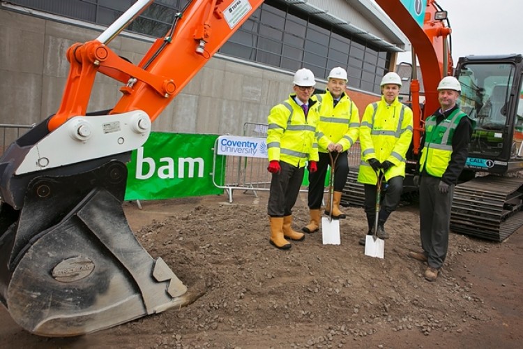 Pictured at the ground breaking are, left to right, dean Guy Daly and vice-chancellor John Latham with BAM&rsquo;s Rod Stiles and Alan Bell.