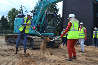 RG Carter director James Carter and principal Corrienne Peasgood break ground