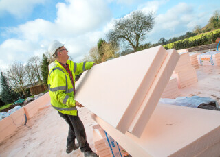 Expanded polystyrene (used here for permanent insulation rather than disposable packaging) ins't commonly recycled