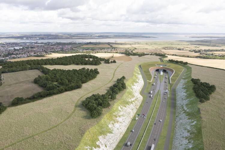 CGI of the Kent portal of the Lower Thames Crossing