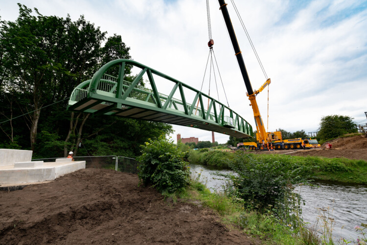 The new bridge is lifted in