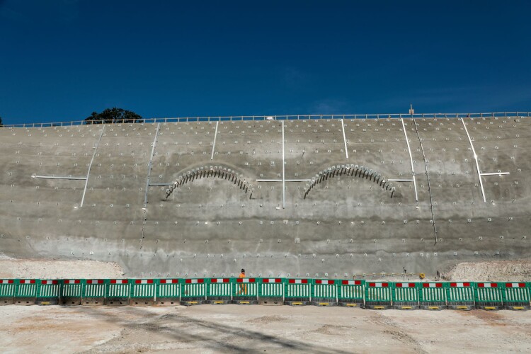 The 17-metre high headwall