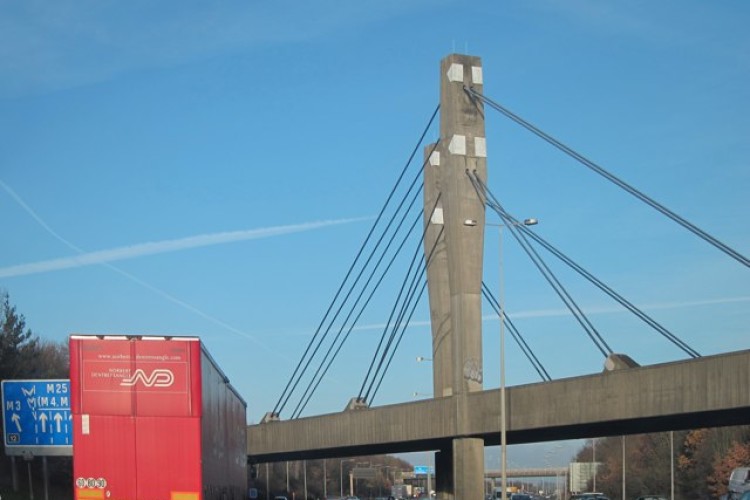 Presumably there will be no more of this sort of thing then - Lyne Bridge over the M25 in Surrey