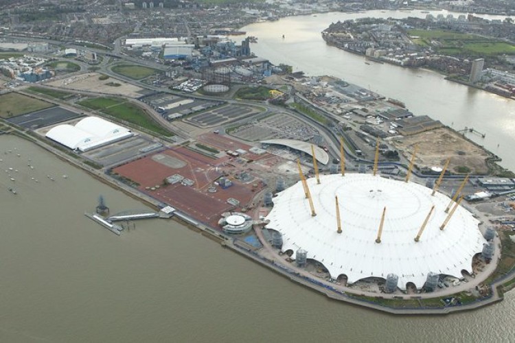 Greenwich Peninsular now and, below, as it is planned to become