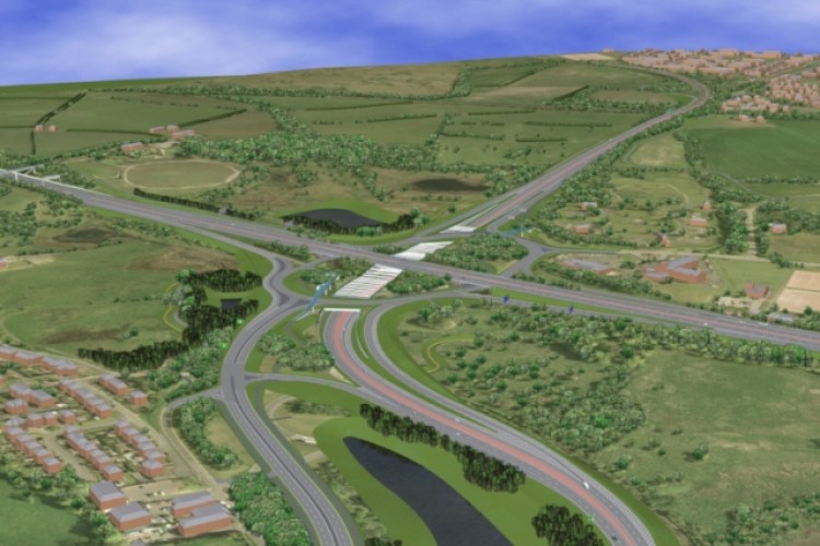 Image of the remodelled M8/M74 junction at Raith