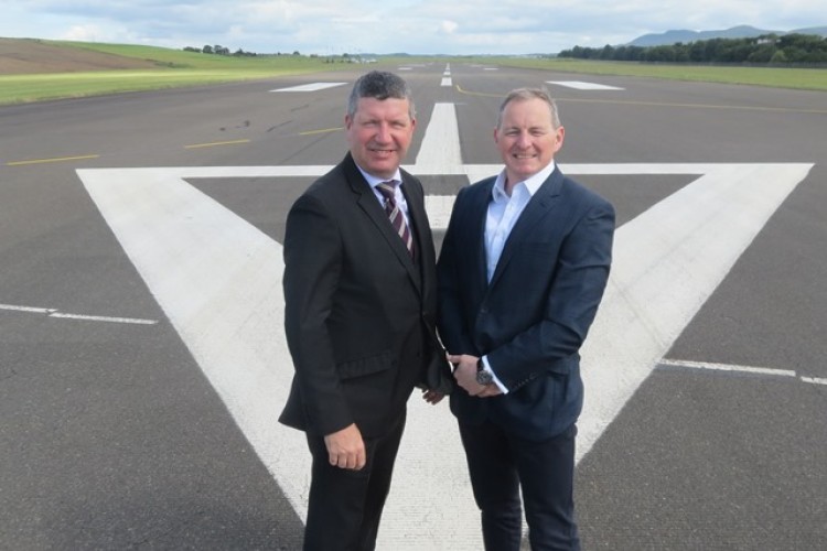 Edinburgh Airport chief executive Gordon Dewar with Crosswind Developments chief executive John Watson