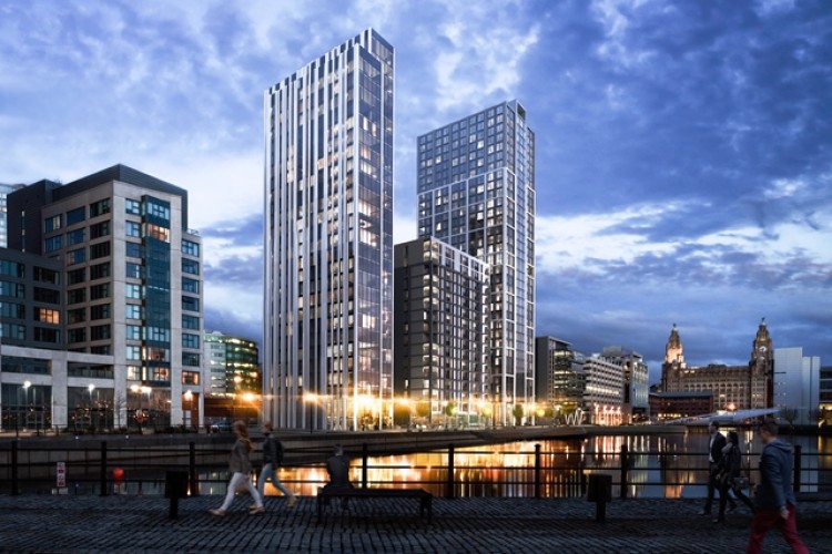 CGI of Plaza 1821, Hive City Docks and the Lexington at Liverpool's Princes Dock