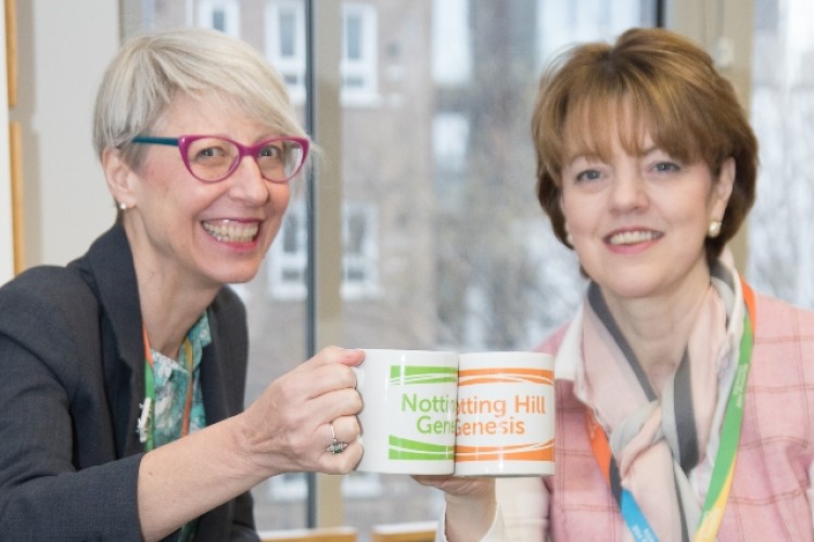 Notting Hill Genesis chief executive Kate Davies and deputy chief executive Elizabeth Froude toast the merger