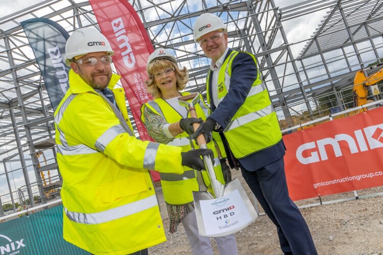Left to right are GMI construction director Martin Watson, Wakefield council leader Denise Jeffery and Phoenix UK managing director Steve Anderson