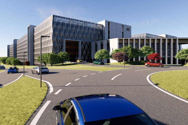 CGI of the planned multi-storey car parks in Arden Cross, Solihull