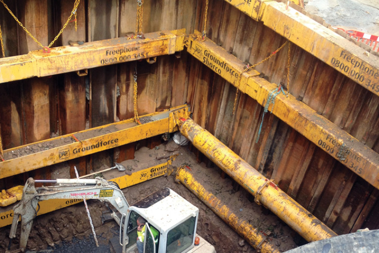 The 7m-deep excavation required four levels of support