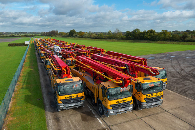 Camfaud organises a parade of its truck-mounted concrete pumps 