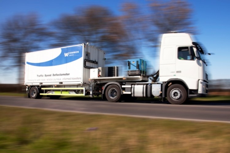 The Highways Agency&rsquo;s traffic speed deflectometer (TSD) vehicle