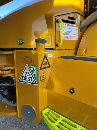 A new Hydrema 912G dump truck fitted with Datatag tracking. The technology is now fitted as standard to the majority of self-propelled plant and machinery at factories around the globe, says Datatag