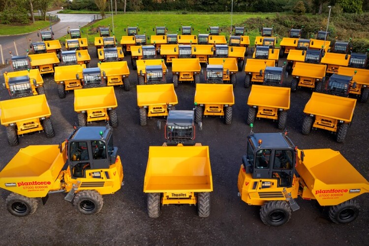 Some of Plantforce's new nine-tonne Thwaites dumpers