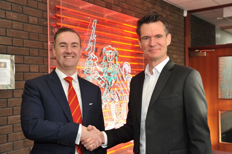 Chris McDonald (left) welcomes his interim replacement at the Materials Processing Institute, Jonathon Stormon (right)