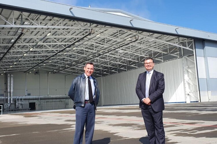 Minister Iain Stewart (right) and RAF Lossiemouth station commander Chris Layden
