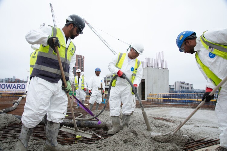 Undertaking the final slab pour on the sixth floor of Ironworks Leeds