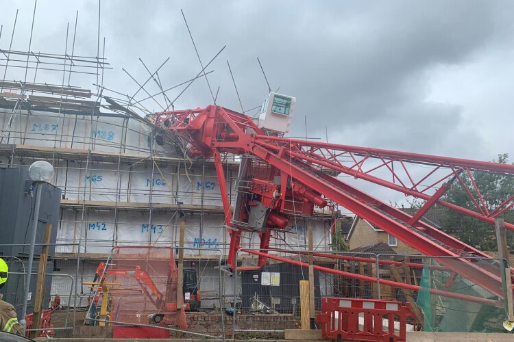 Image of the fallen crane from London Fire Brigade