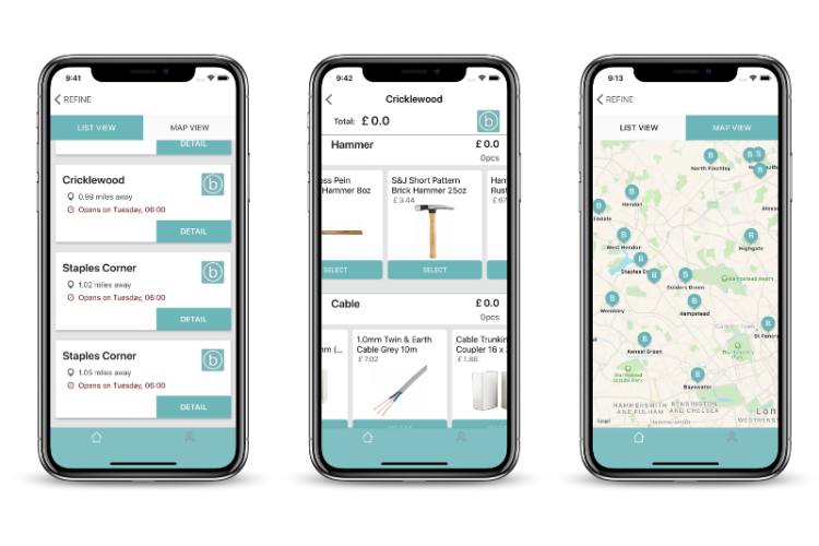 Buildiro provides a live database of builders' merchant inventory, although initially only in London