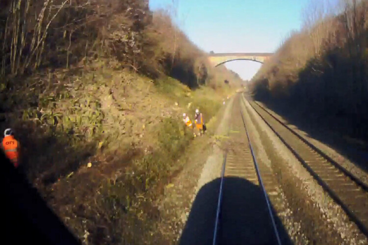 Forward-facing CCTV image showing the tree just before being struck by the train (courtesy of CrossCountry Trains)