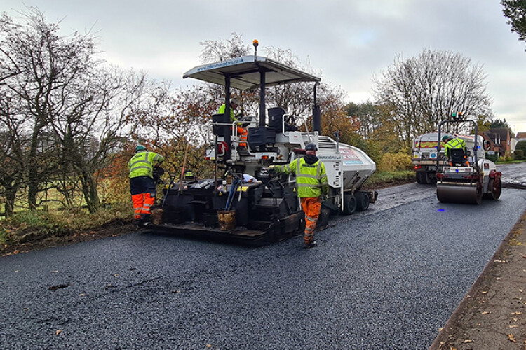 Laying Milepave in West Berkshire