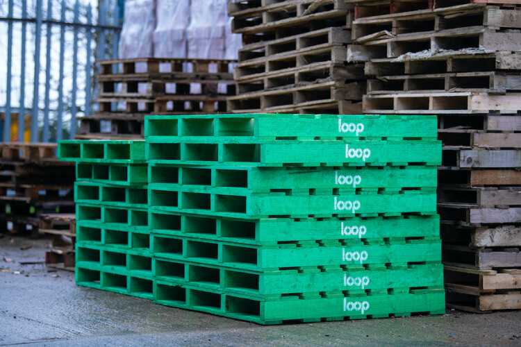 The pallets are distinctively branded to indicate that they are to be collected and reused, rather than just dumped