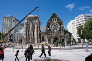 The badly damaged Cathedral is being rebuilt