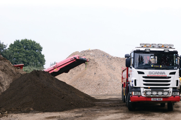 Construction waste is segregated and stockpiled for re-use on other sites