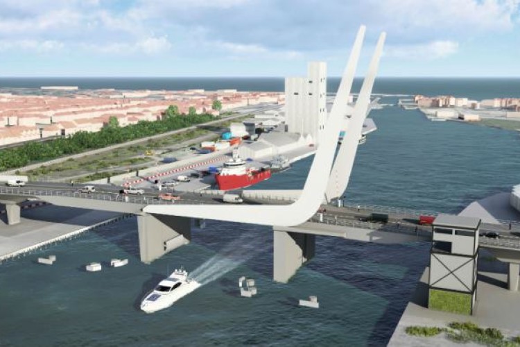 The bridge will lift to allow ships to pass 