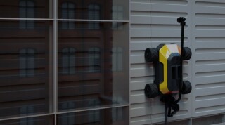 The HausBots wall-climbing robot which can apply graffiti-preventative paints 