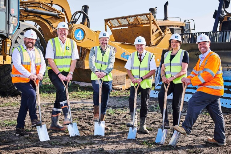 Breaking ground are Rob Cook (Winvic), Andrew Reynolds (IM Properties), Kevin Ashfield (IM Properties), Cllr Ian Ward (leader of Birmingham City Council), Deborah Cadman (interim council chief exec) and Dave Lane (Winvic)