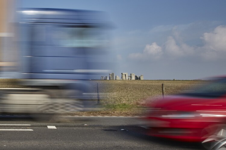Traffic on the A303 passes Stonehenge (Image courtesy of Highways England)