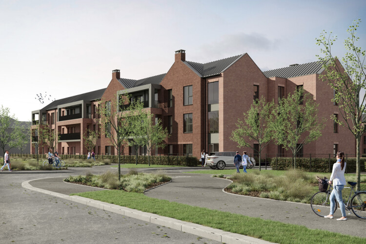  CGI of Woodford View, Anchor Hanover extra care homes on the former Woodford Aerodrome site on Chester Road in Woodford, Stockport.