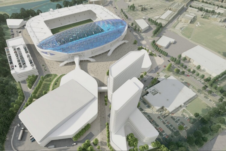Plans include two high-rise buildings and an events arena alognside the stadium