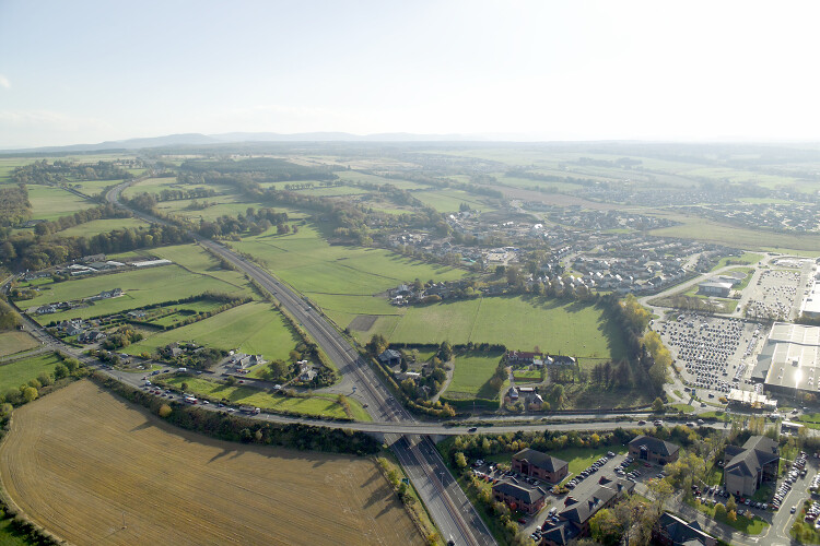 A aerial shot of the A9 from above the south side of Inverness.