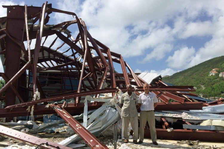 Many buildings were just a tangled mess, found Chappell (right, pictured with Hesketh Newton of Newton Construction, Reidsteel&rsquo;s local agent)